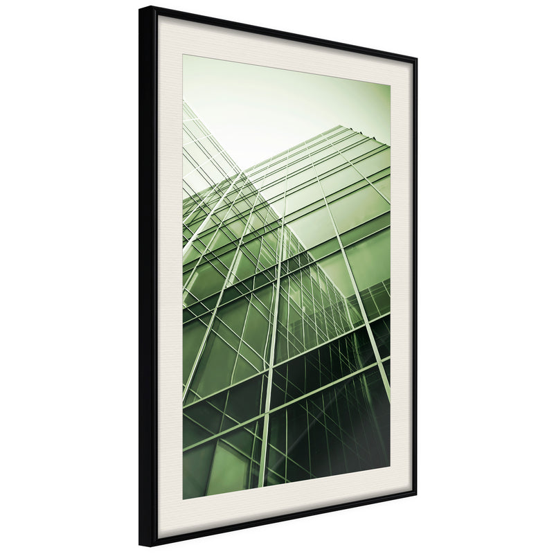 Poster - Steel and Glass (Green)  - zwart passepartout