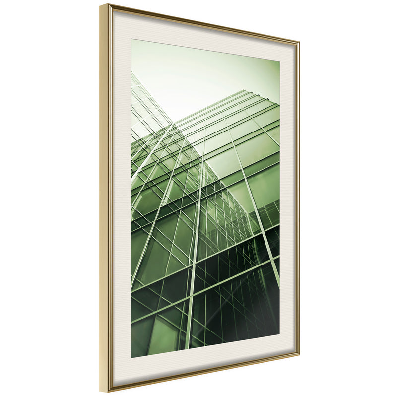 Poster - Steel and Glass (Green)  - goud passepartout