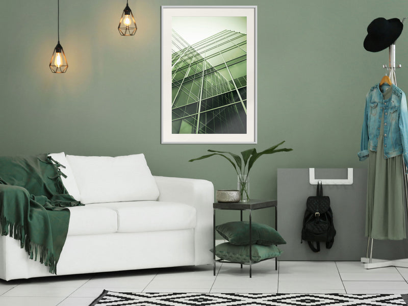 Poster - Steel and Glass (Green)  - wit passepartout