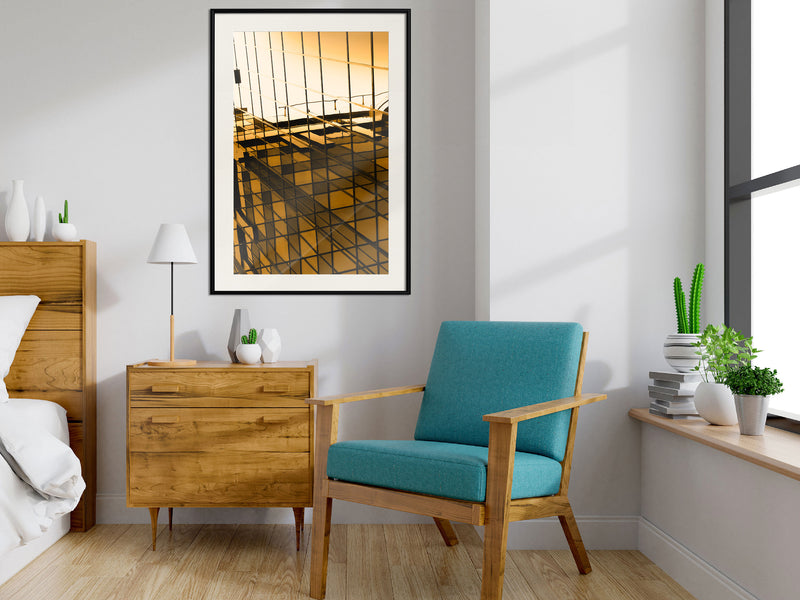 Poster - Steel and Glass (Yellow)  - zwart passepartout