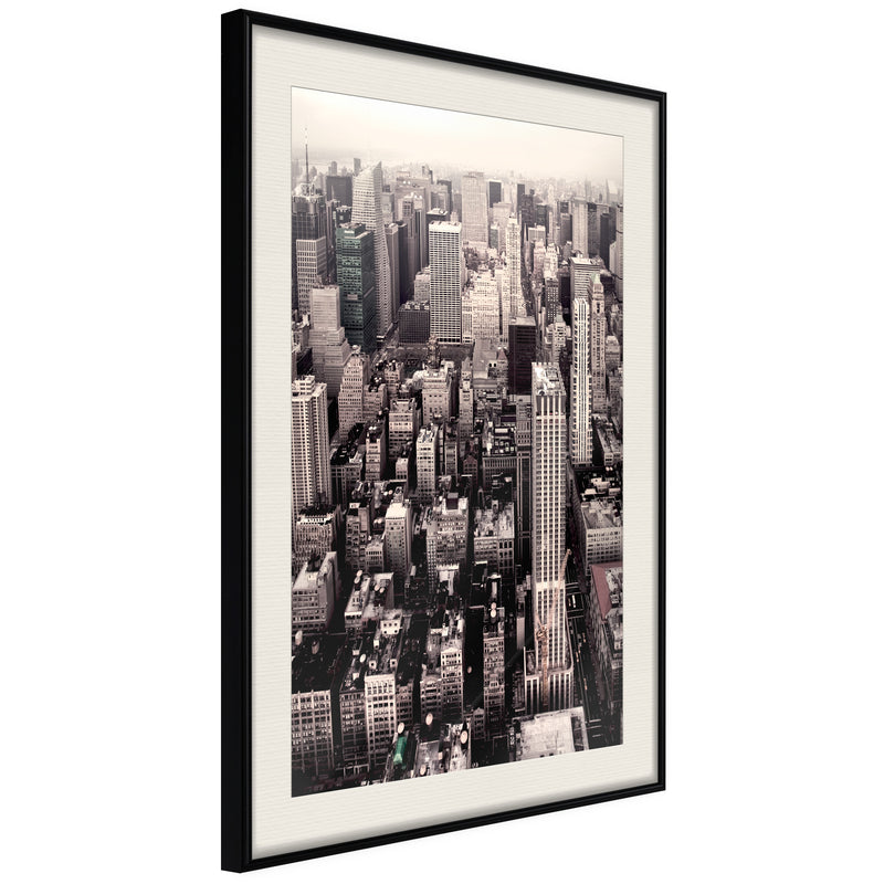 Poster - New York from a Bird's Eye View  - zwart passepartout