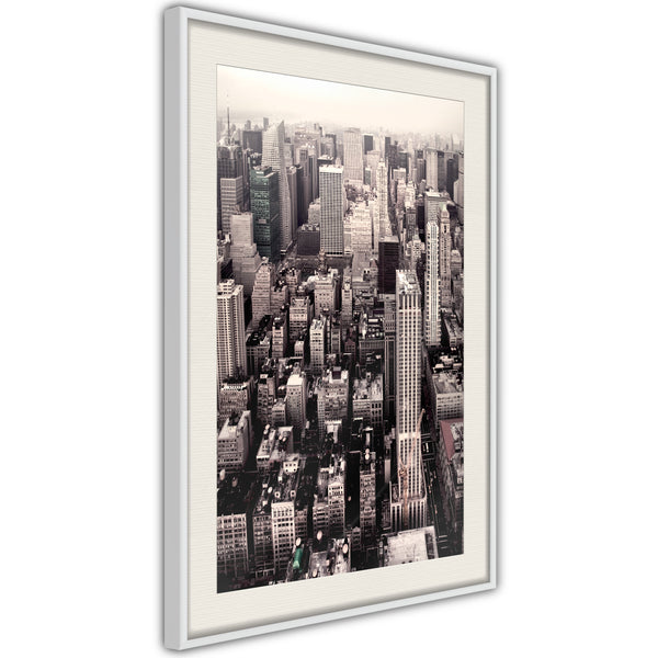 Poster - New York from a Bird's Eye View  - wit passepartout