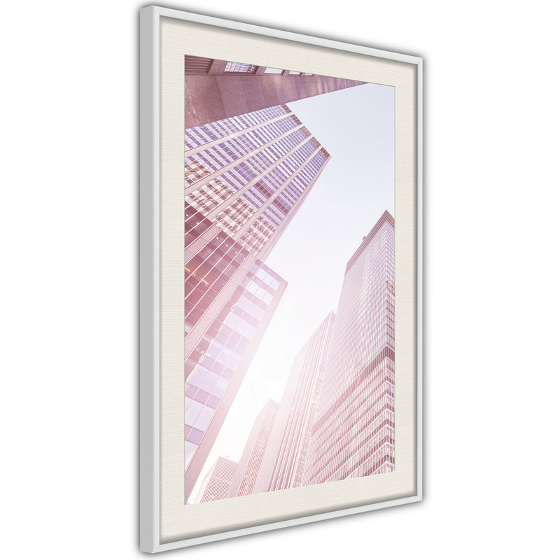 Poster - Steel and Glass (Pink)  - wit passepartout