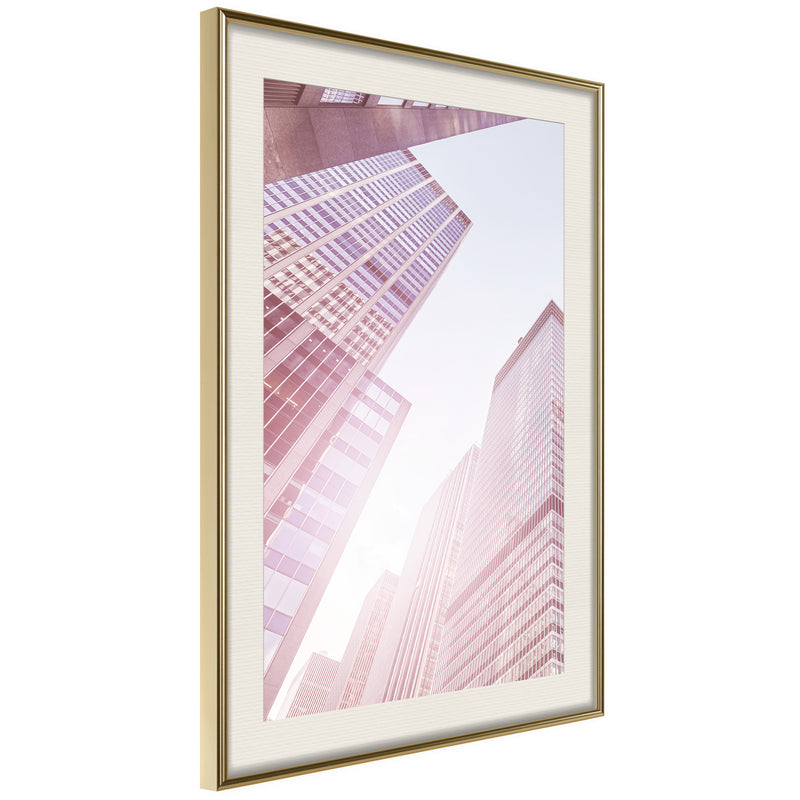 Poster - Steel and Glass (Pink)  - goud passepartout