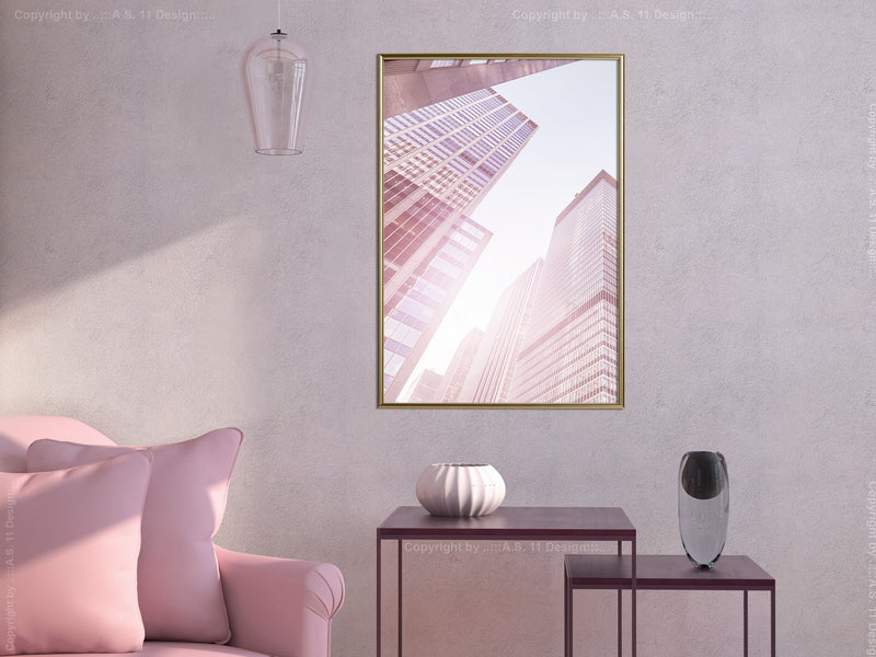 Poster - Steel and Glass (Pink)  - goud