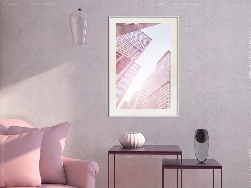 Poster - Steel and Glass (Pink)  - wit passepartout