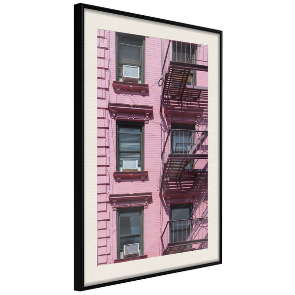 Poster - Pink Facade  - zwart passepartout