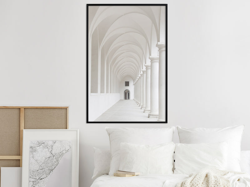 Poster - White Colonnade   - zwart