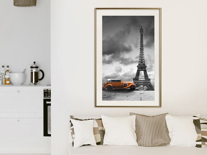 Poster - Under the Eiffel Tower  - goud passepartout