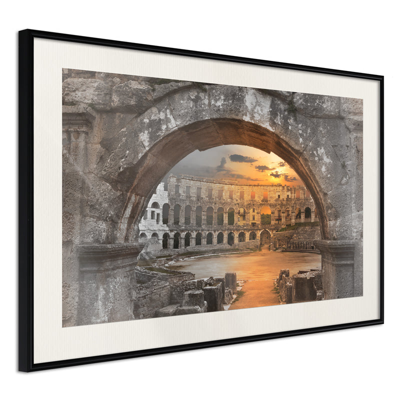 Poster - Sunset in the Ancient City  - zwart passepartout