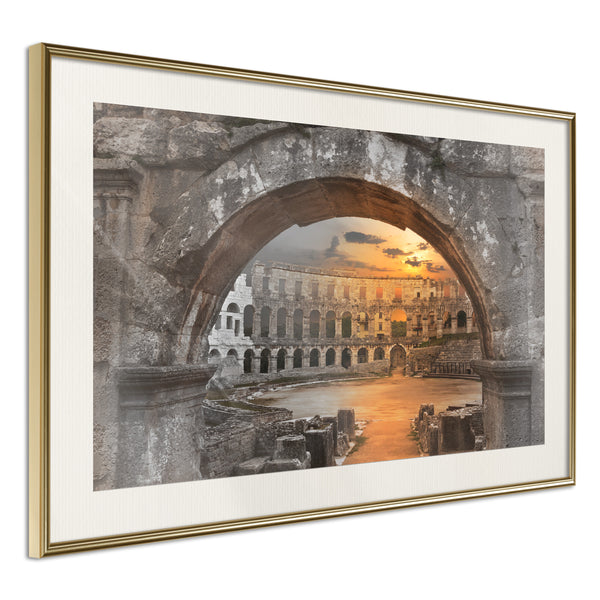 Poster - Sunset in the Ancient City  - goud passepartout