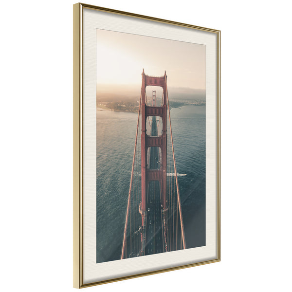 Poster - Bridge in San Francisco I  - goud passepartout