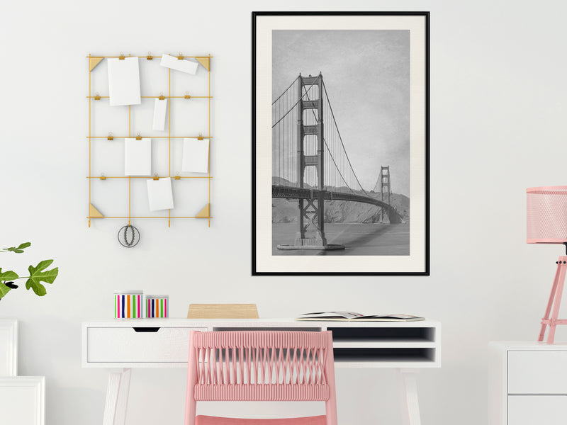 Poster - Bridge in San Francisco II  - zwart passepartout