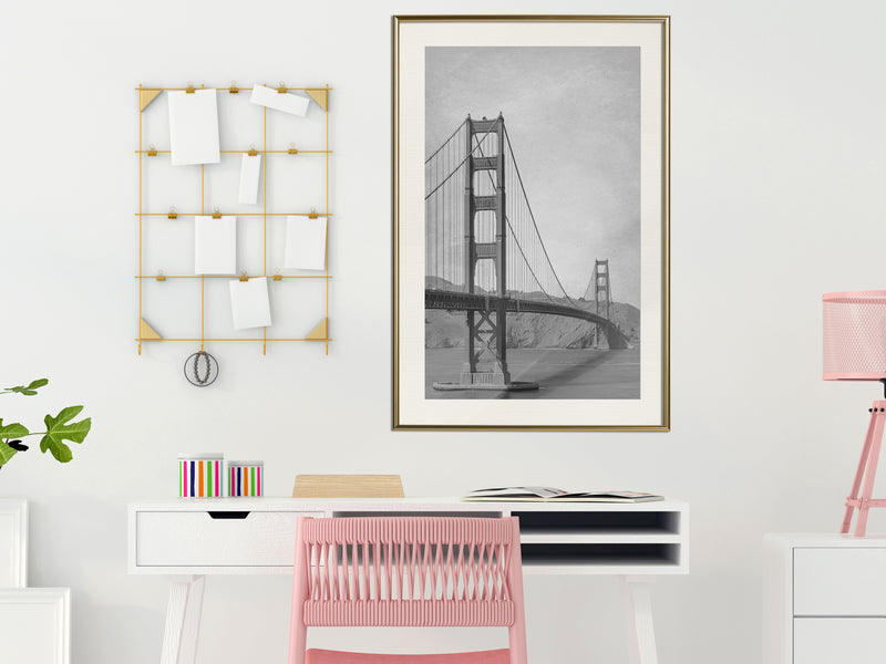 Poster - Bridge in San Francisco II  - goud passepartout