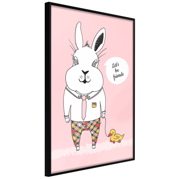 Poster - Friendly Bunny  - zwart