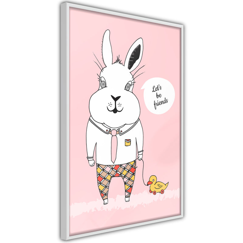 Poster - Friendly Bunny  - wit