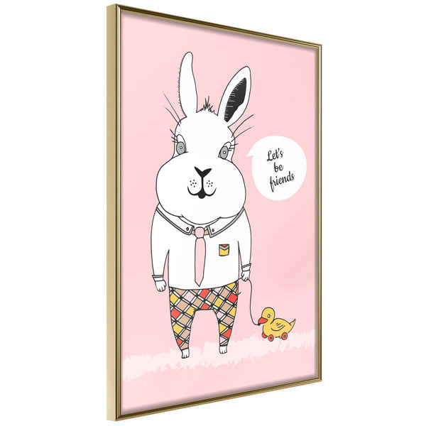 Poster - Friendly Bunny  - goud