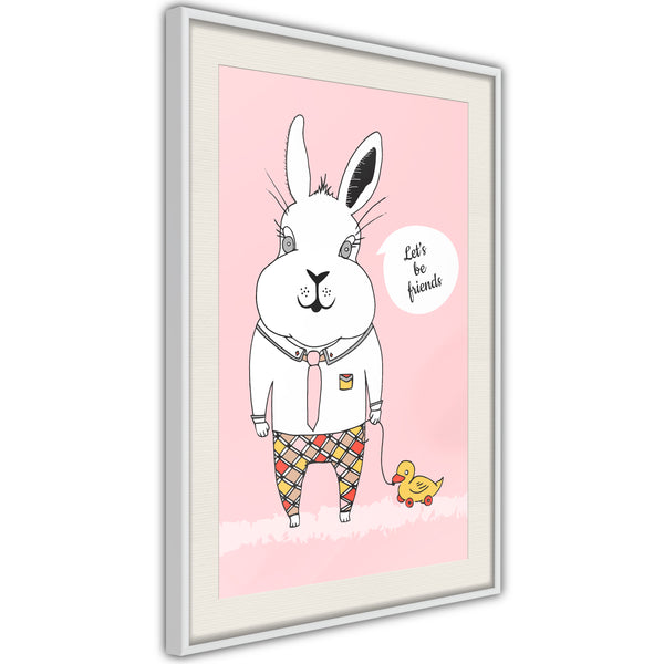 Poster - Friendly Bunny  - wit passepartout