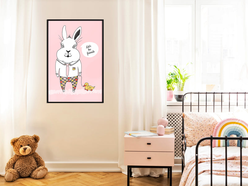 Poster - Friendly Bunny  - zwart