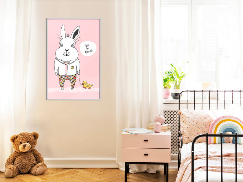 Poster - Friendly Bunny  - wit