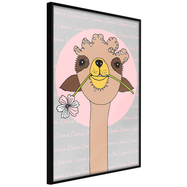 Poster - Cute Llama  - zwart