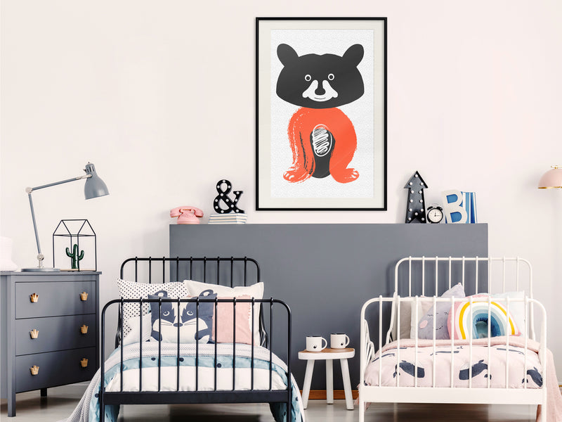 Poster - Little Bear  - zwart passepartout