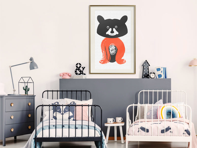 Poster - Little Bear  - goud passepartout