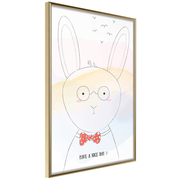 Poster - Polite Bunny  - goud