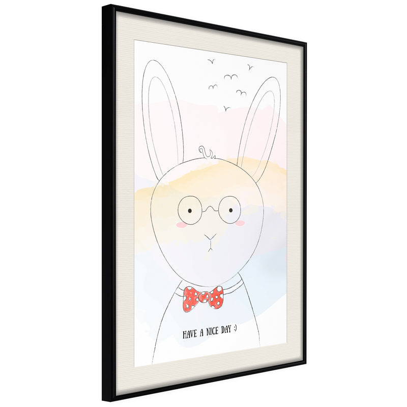 Poster - Polite Bunny  - zwart passepartout