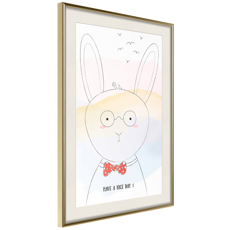Poster - Polite Bunny  - goud passepartout