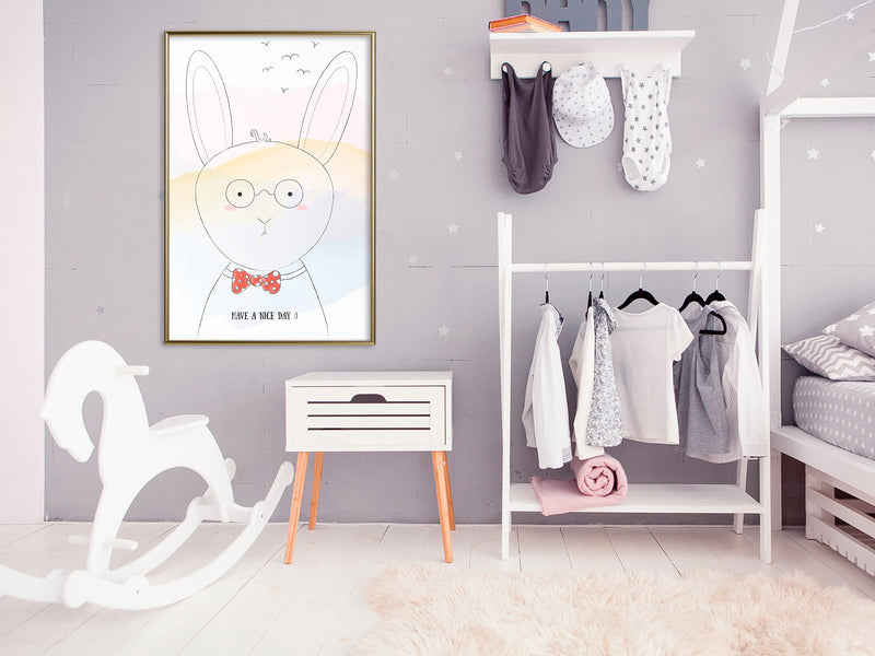 Poster - Polite Bunny  - goud