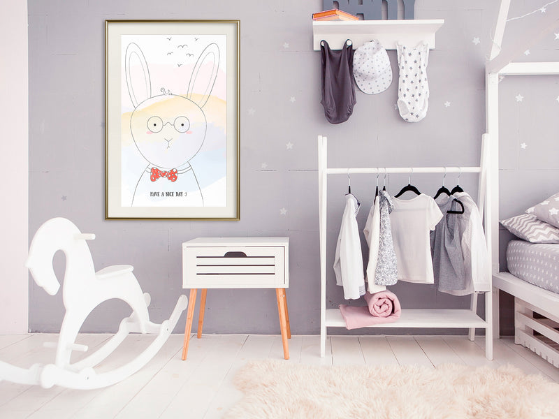 Poster - Polite Bunny  - goud passepartout