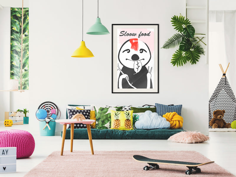 Poster - Sloth's Favourite Food   - zwart passepartout