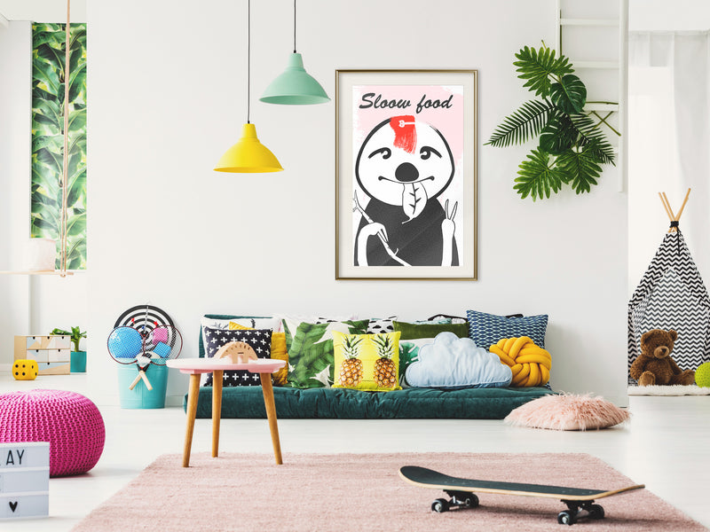 Poster - Sloth's Favourite Food   - goud passepartout