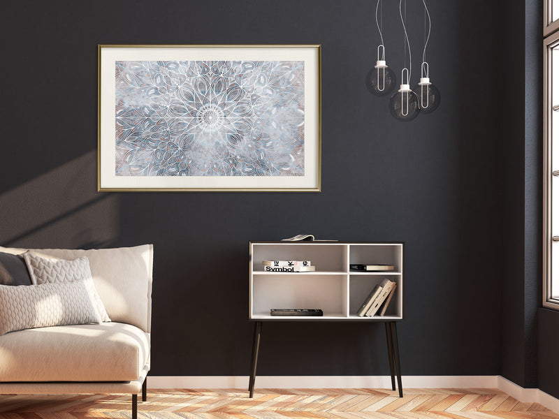 Poster - Winter Mandala  - goud passepartout