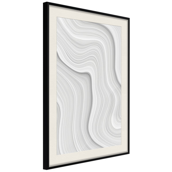 Poster - Snow Contour Lines  - zwart passepartout