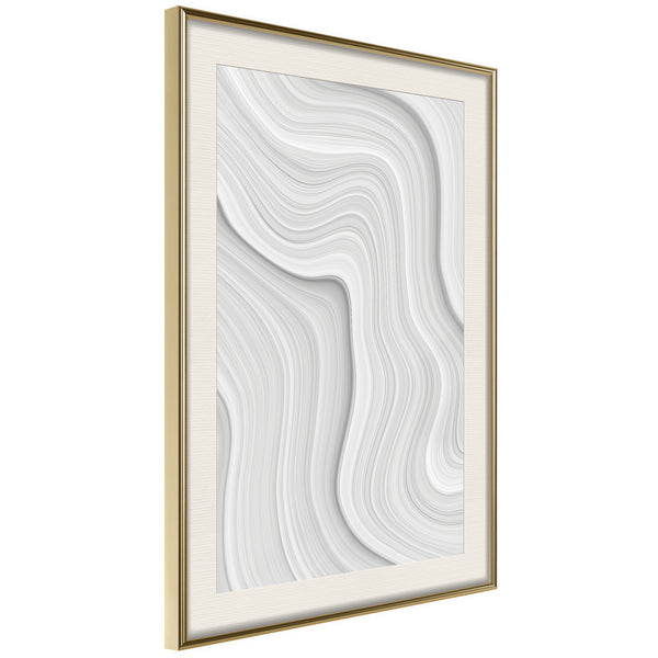 Poster - Snow Contour Lines  - goud passepartout