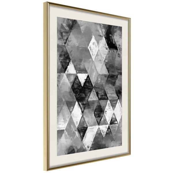 Poster - Abstract Diamonds  - goud passepartout