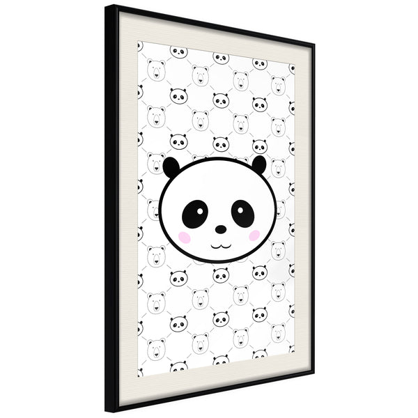 Poster - Panda and Friends  - zwart passepartout