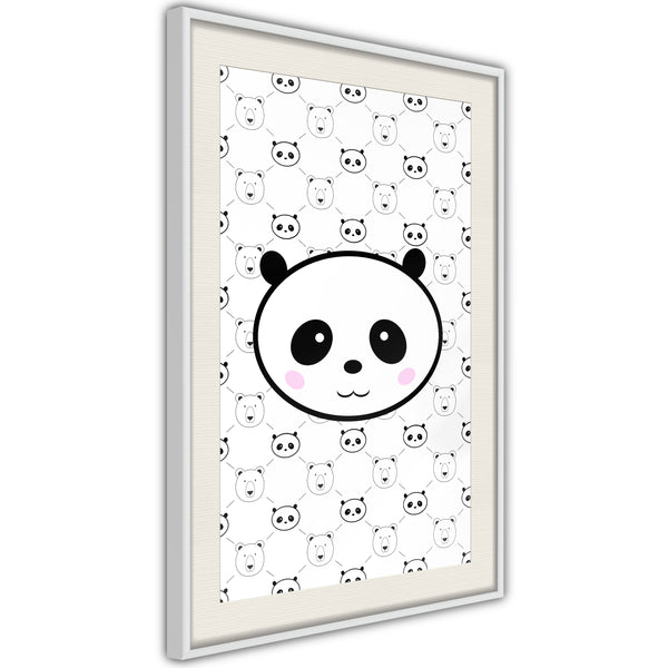 Poster - Panda and Friends  - wit passepartout