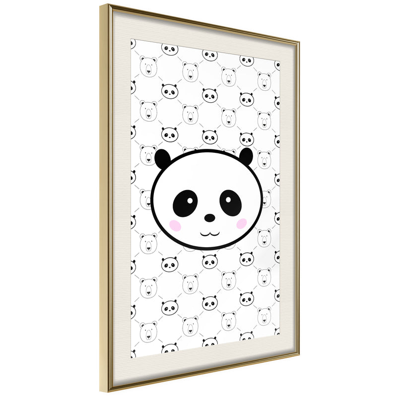 Poster - Panda and Friends  - goud passepartout