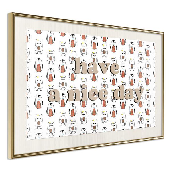 Poster - Animals Wish a Nice Day  - goud passepartout