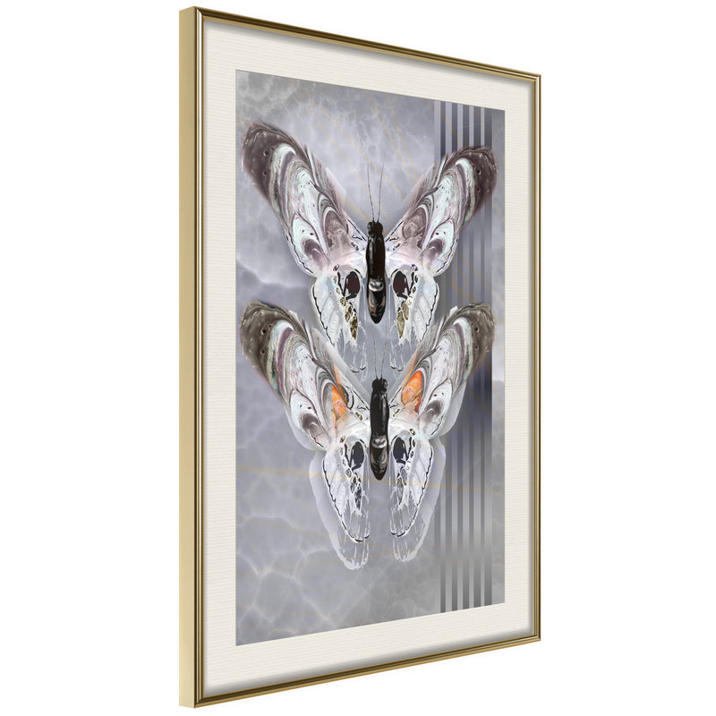 Poster - Two Moths  - goud passepartout