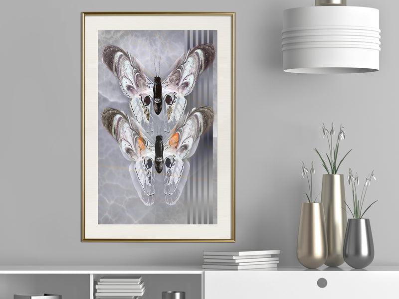 Poster - Two Moths  - goud passepartout