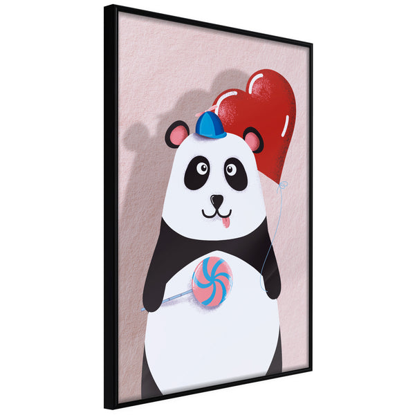Poster - Happy Panda  - zwart