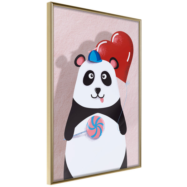 Poster - Happy Panda  - goud