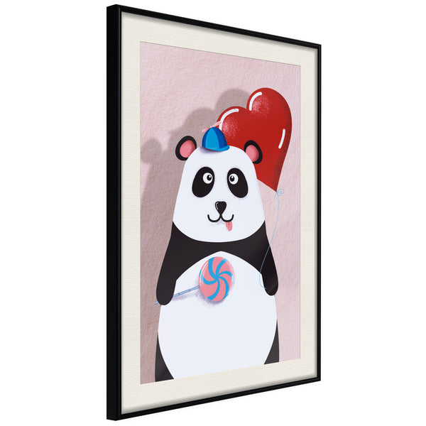 Poster - Happy Panda  - zwart passepartout