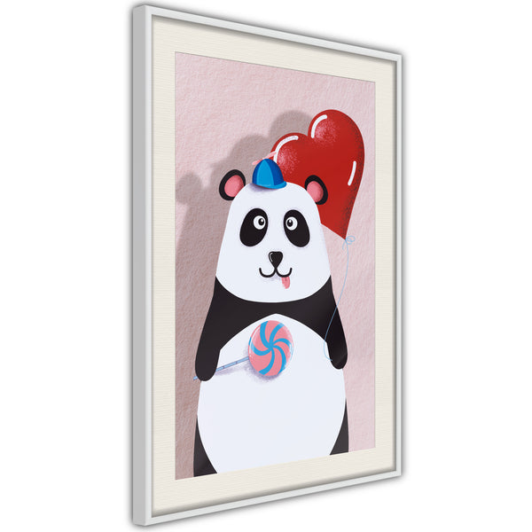 Poster - Happy Panda  - wit passepartout