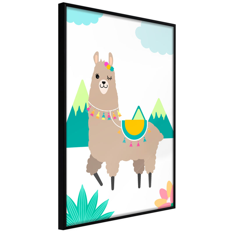 Poster - Playful Llama  - zwart