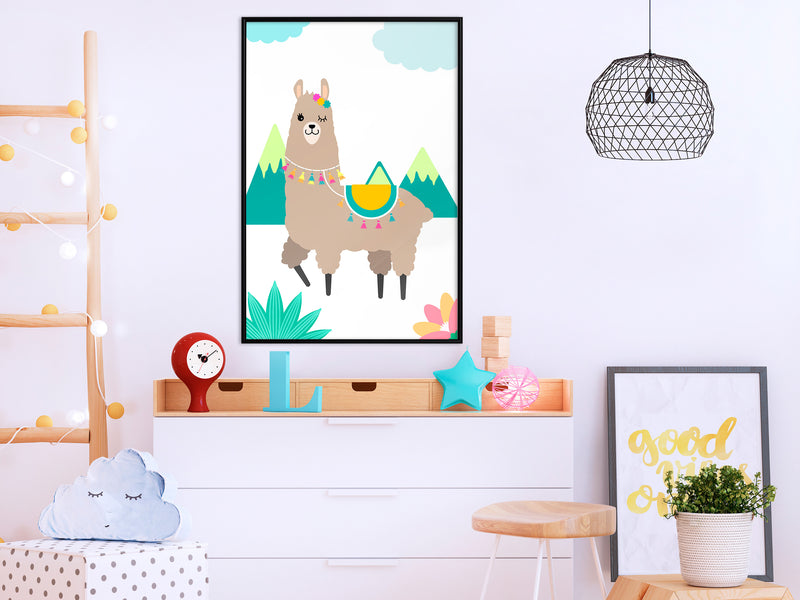 Poster - Playful Llama  - zwart